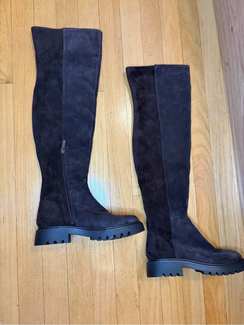 Sam Edelman Kassandra Dark Brown Suede Over-the-Knee Lug Sole Boots - Size 5